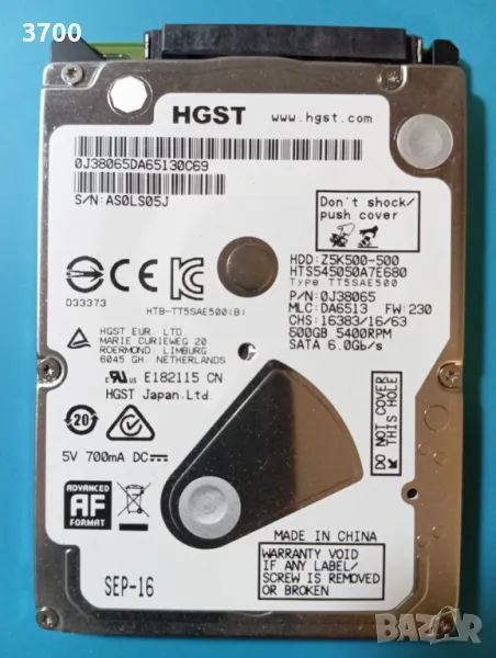 хард диск за лаптоп 500GB SATA, снимка 1