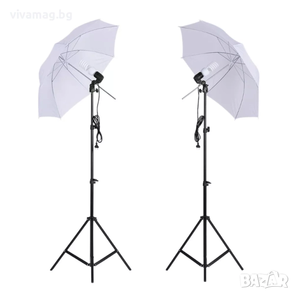Комплект студийно осветление със стативи и чадъри, снимка 1