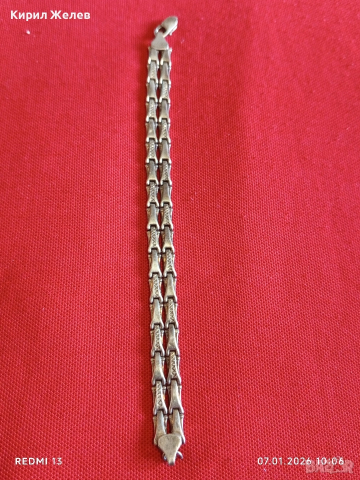 Сребърна гривна плетка тип Лисича опашка елегантен стилен дизайн 52394, снимка 1