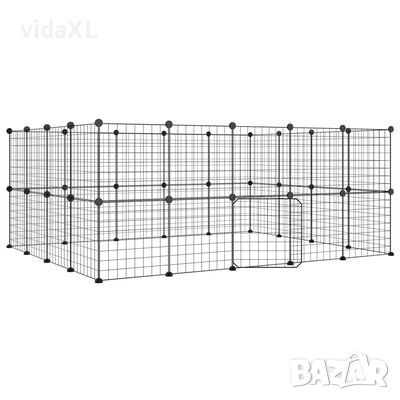 vidaXL Клетка за животни с врата, 36 панела, черна, 35x35 см, стомана(SKU:3114039, снимка 1