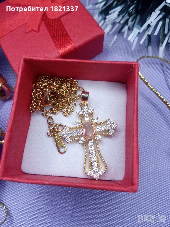 Дамско колие с кръст , снимка 1