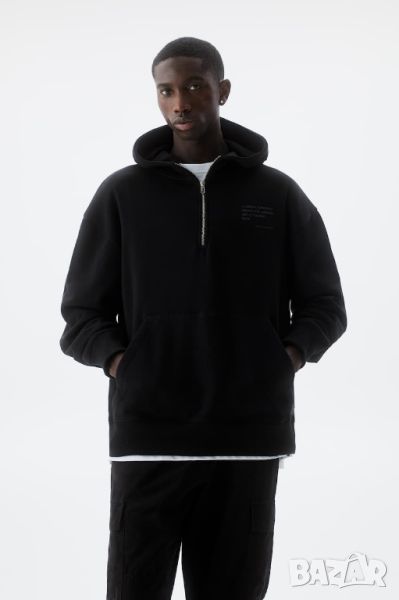 Мъжки суитшърт с цип на деколтето Black Label Pull&Bear, Черен, XL, снимка 1
