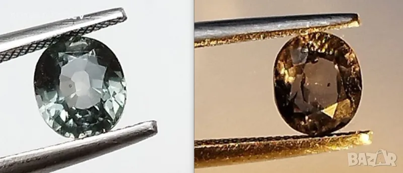 Рядък зелен сапфир с променящ се цвят - 1.10кт.! Сертифициран! Нов!, снимка 1