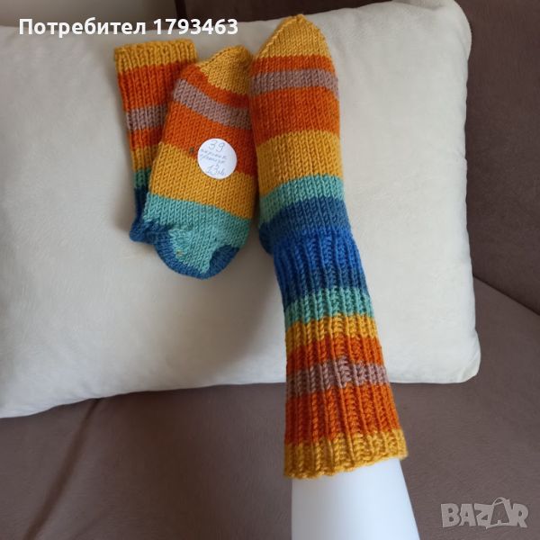 Ръчно плетени дамски чорапи размер 39, снимка 1