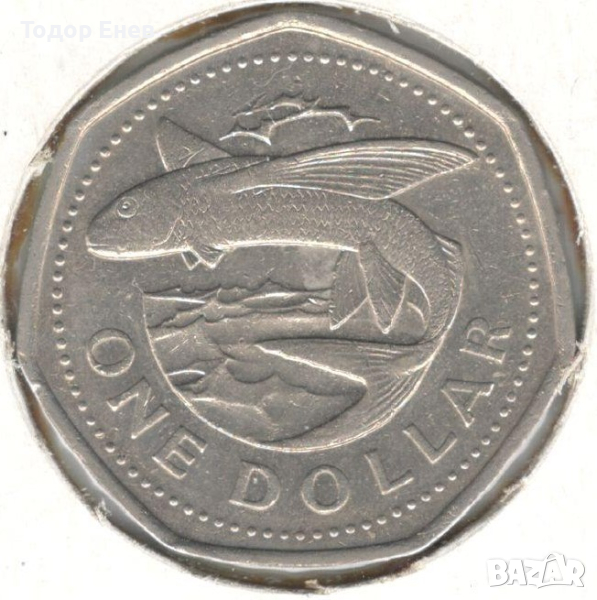 Barbados-1 Dollar-1994-KM# 14.2-small type non magnetic, снимка 1