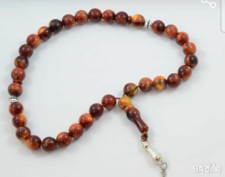 Старинна османска броеница с тугра  молитвена броеница с 33 мъниста турска броеница, снимка 1