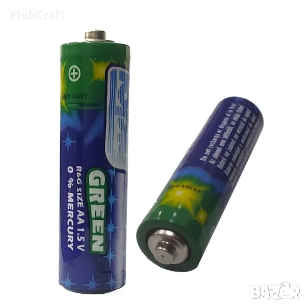 Toply АА цинкови батерии Sky Green AA, 1.5V 0% Mercury, R6G, снимка 1