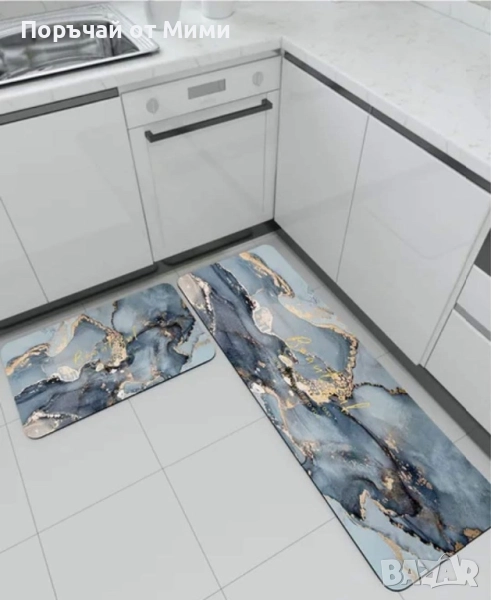 Комплект водоустойчиви противоплъзгащи постелки за кухня, снимка 1