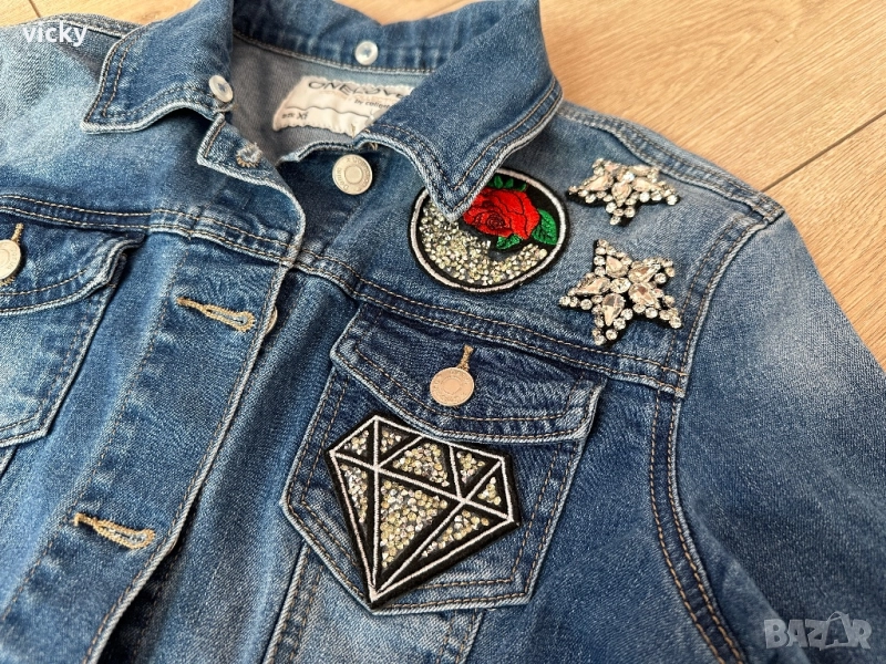 Дамско дънково яке, размер XS, снимка 1