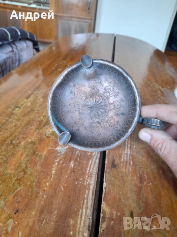 Стар меден,бакърен пепелник, снимка 2 - Други ценни предмети - 54290309