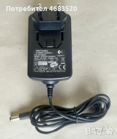 Оригинален адаптер, зарядно Logitech EFS02401200200CE (12V / 2.0A), снимка 2 - Друга електроника - 52801800