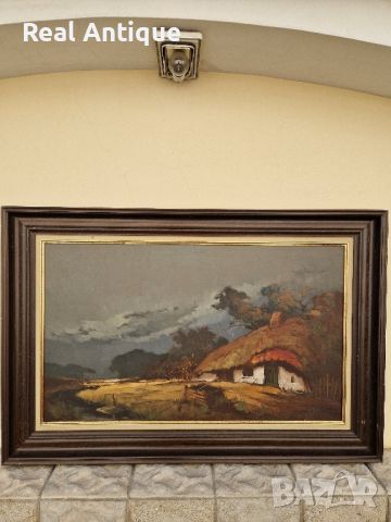 Голяма стара холандска антикварна авторска майсторска картина масло върху платно , снимка 5 - Антикварни и старинни предмети - 45843265
