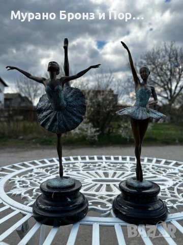Елегантна бронзова скулптура "Две балерини" (F. Remington) – 2.7 кг, подпис на автора, снимка 2 - Антикварни и старинни предмети - 53985960