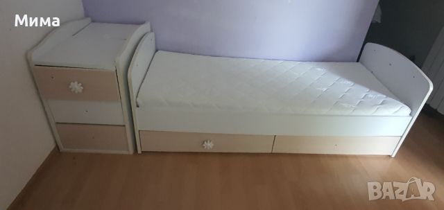 Детско легло с матрак и нощно шкафче, снимка 3 - Спални и легла - 46462998