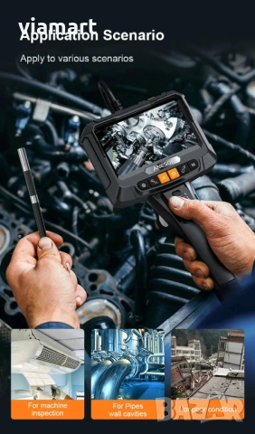 Ендоскопска камера INSKAMS 10, 5" IPS дисплей, 360° управление и 1080P, снимка 4 - Камери - 53802042