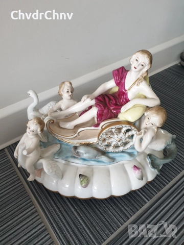 Meissen 37см-7кг/голяма стара Майсен порцеланова фигурална кутия с капак/супник, снимка 7 - Антикварни и старинни предмети - 51531969