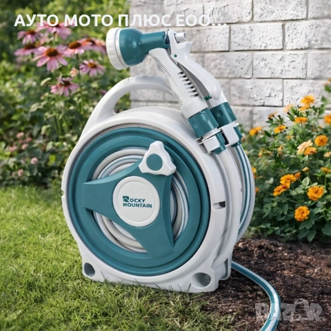 Комплект градински маркуч с макара и пистолет - 15 метра., снимка 3 - Градинска техника - 54088228