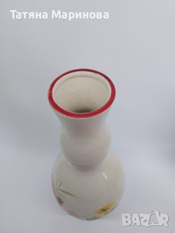 Голяма порцеланова ваза с ръчно рисувани цветя, снимка 4 - Антикварни и старинни предмети - 45068494