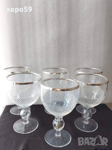 Стари кристални чаши със сребърен обков/ за десерти,сладолед и др.вместимост 500 мл.сребро 925