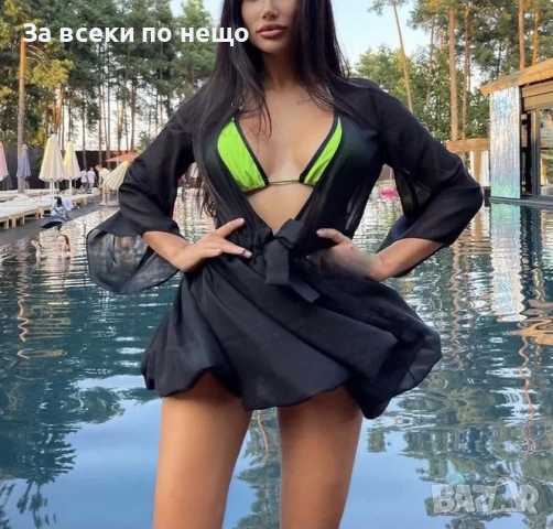 Дамска Къса Плажна Рокля С Колан Тюл Код Верона22