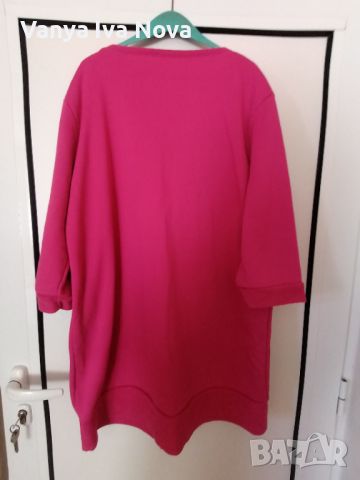 Цикламена дълга блуза/туника с надпис , снимка 5 - Блузи с дълъг ръкав и пуловери - 45221177
