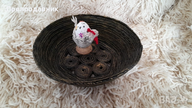 Уникална ръчно изработена фруктиера от вестникарска хартия, снимка 9 - Декорация за дома - 54080467