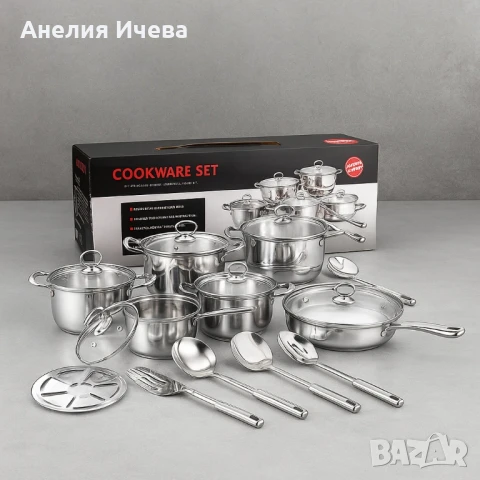 Премиум комплект съдове и прибори за готвене от неръждаема стомана -18 части, снимка 7 - Съдове за готвене - 51405249