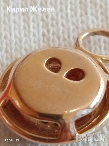 Сребърна висулка с инкрустирани кристали позлата стил и елегантност 26312, снимка 5 - Колиета, медальони, синджири - 52845948