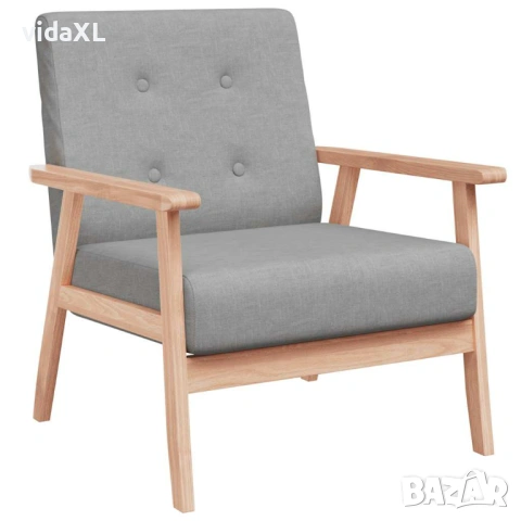 vidaXL Фотьойл, светлосив, текстил(SKU:242225)