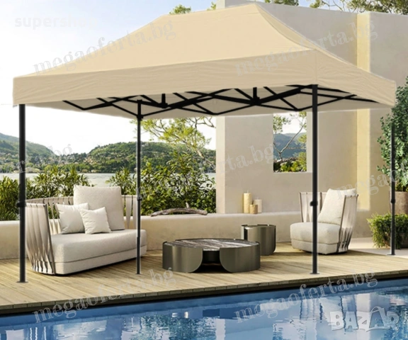 Градинска Шатра 3х4.50 с Усилена Конструкция и Гумирано Покривало, снимка 7 - Градински мебели, декорация  - 53849372