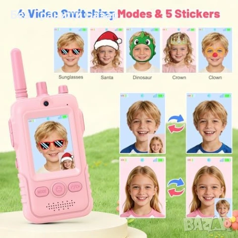 Нови Детски видео уоки токи 2 броя с камера екран и фенерче игра играчка деца, снимка 4 - Образователни игри - 54045783