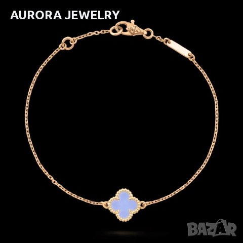 Van Cleef & Arpels VCA 1 Motif Rose Gold Chalcedony Sweet Alhambra Дамска Гривна, снимка 2 - Гривни - 53405215