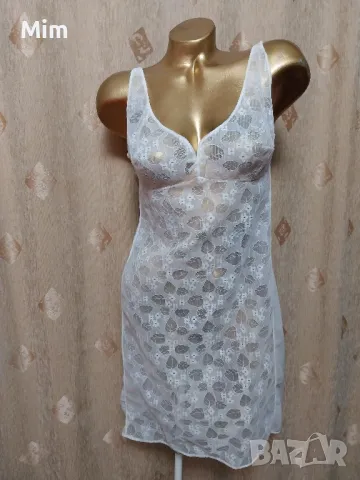 L Бяла нощница / подплата / с дантела , снимка 3 - Нощници - 50320679