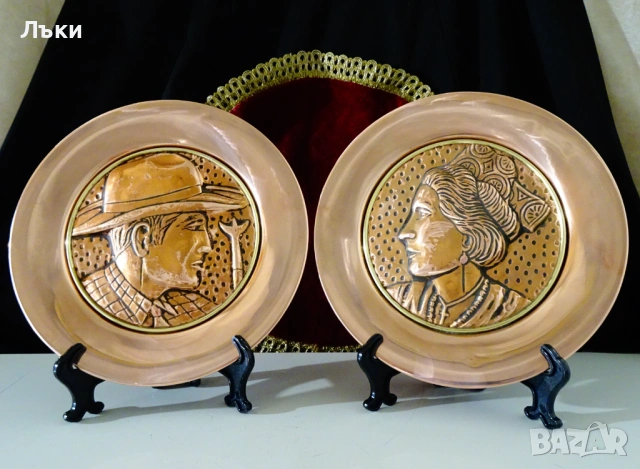 Медна чиния за стена,пано с портрет на каубой,лице,профил. , снимка 4 - Антикварни и старинни предмети - 54045434