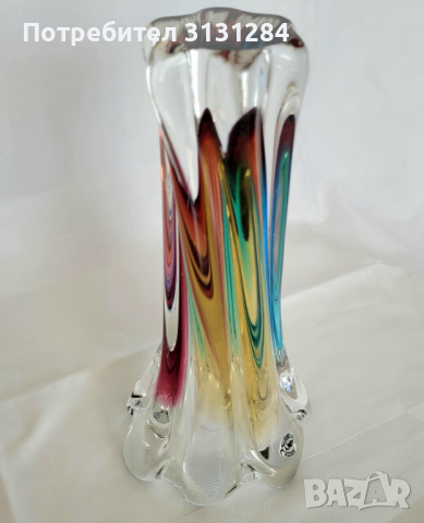 Антикварна кристална ваза Art Glass Sommerso Sanyu Япония , снимка 3 - Други ценни предмети - 45036670