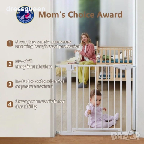 4506 Здрава метална преграда за деца и домашни любимци – комплект с разширение и стъпало (96-103 см), снимка 9 - Други стоки за дома - 53876213