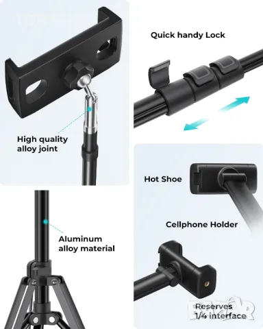 Стойка за телефон и таблет, 170 см статив с дистанционно управление, за 3,5-13" и чанта за носене, снимка 5 - Селфи стикове, аксесоари - 49938046