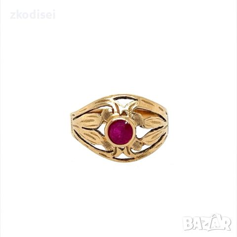 Златен дамски пръстен с рубин 2,29гр. размер:52 14кр. проба:585 модел:24624-4, снимка 1 - Пръстени - 46292322