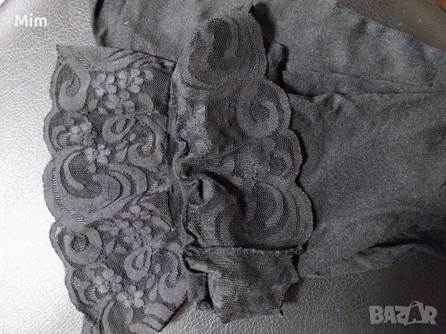 40 den Черни дамски ,плътни чорапи с дантела за жартиери , снимка 5 - Бельо - 53197182