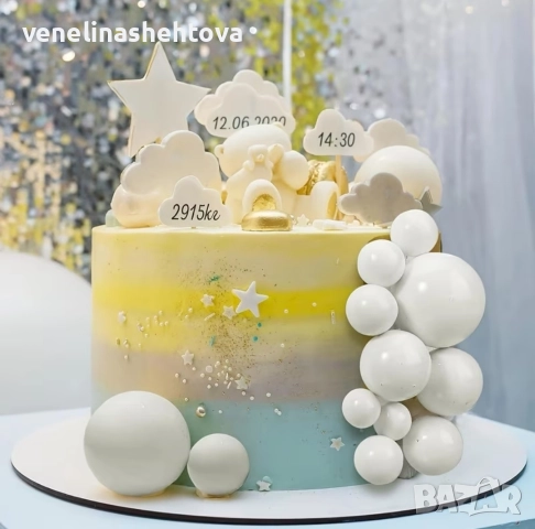 120 броя топчета топки на тел от стиропор за декорация на торта бели бял цвят, снимка 3 - Други - 52720431