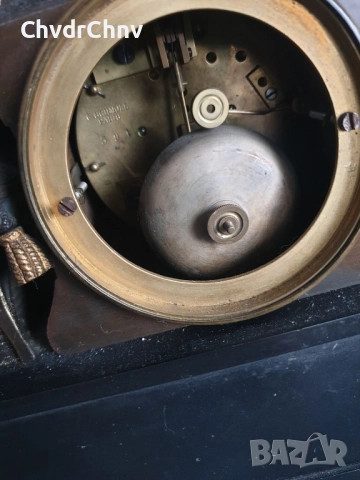 Франция 1800-те/42см-14кг стар френски каминен часовник/бронзова фигура-мрамор, снимка 13 - Антикварни и старинни предмети - 52465664