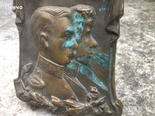 стара бронзова пластика /настолен плакет, барелеф/, снимка 3 - Антикварни и старинни предмети - 51548738