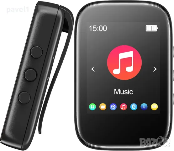 НОВ Mp3 плейър с Bluetooth, клипс, сензорен екран, FM радио, вход за гласов запис, 32GB до 128GB, снимка 3 - Друга електроника - 48886058