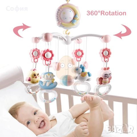 Пъстроцветна въртяща се играчка за детско легло, снимка 1 - Музикални играчки - 46123438