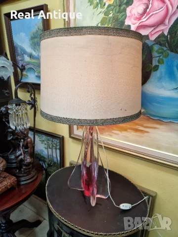 Прекрасна антикварна колекционерска белгийска кристална настолна лампа Val Seint  Lambert 