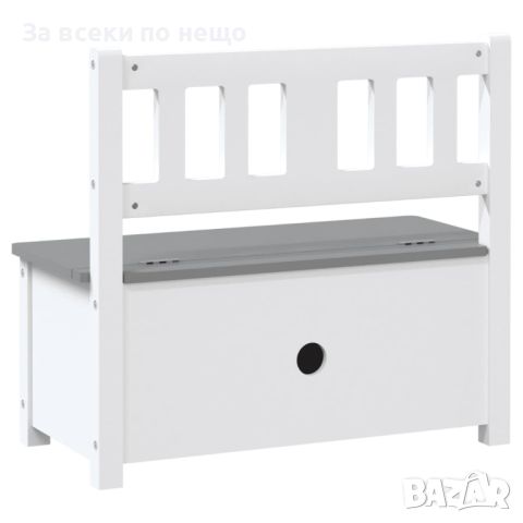 Детска пейка за съхранение, бяло и сиво, 60x30x55 см, МДФ, снимка 4 - Други - 45888104