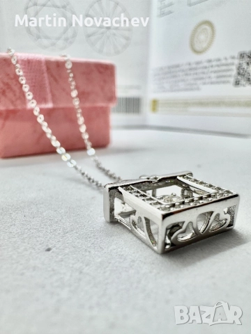 Сребърно колие с мойсанит (Диамант) 0.5 карата, снимка 11 - Колиета, медальони, синджири - 52619461