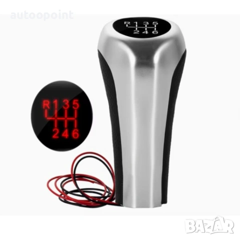 Топка за скоростен лост - 5 Скорости - Светеща - Сива