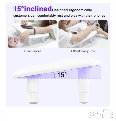 Подложка за ръце за маникюр, buyya, ергономичен U-образен дизайн, регулируема височина, бяла, снимка 4 - Други стоки за дома - 53212246