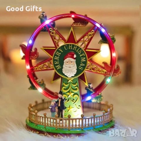 Коледно Виенско колело с музика и LED светлини – движеща се декорация с Дядо Коледа, снимка 6 - Декорация за дома - 52339487